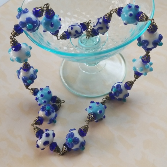 Hand Crafted Repurposed Vintage Lampwork Glass Bead Necklace - Picture 8 of 14